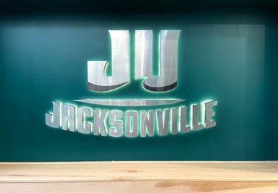 JU Basketball Facility interior lit letters Photo